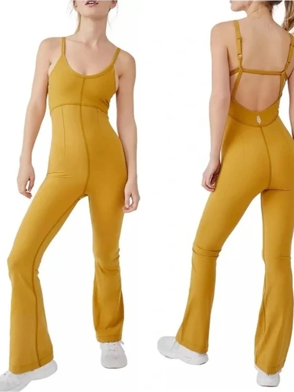 FP Movement by Free People Mustard Jumpsuit with Adjustable Straps
